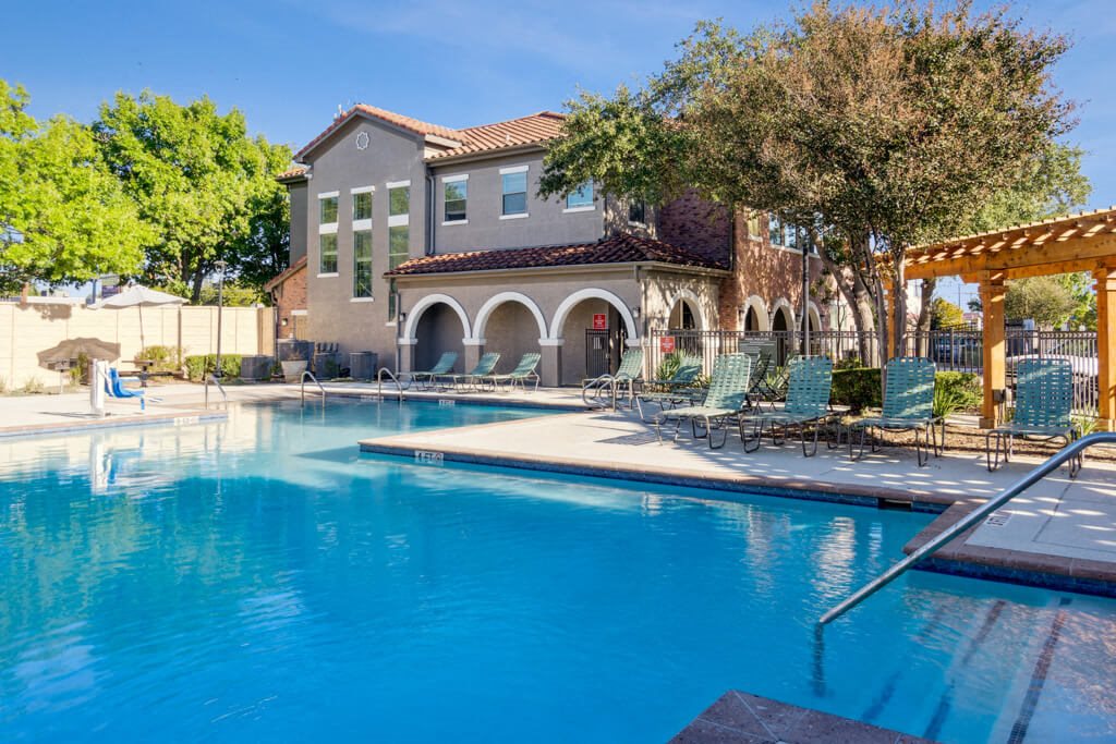 A large swimming pool at The Sorento Apartments in San Antonio TX